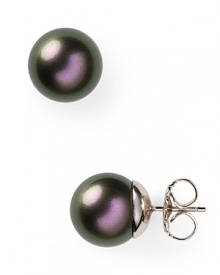 Majorica Monochrome Round Tahitian Pearl Stud Earrings