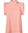 With a 60s-style silhouette and sweet apricot hue, Australian design-duo Camilla and Marcs modern tailored top is a cool choice for dressing up your daytime looks - Stand-up neckline, wide sleeves, cutout back with closure at nape - A-line silhouette - Wear with a pencil skirt, bright flats and a sleek leather handbag