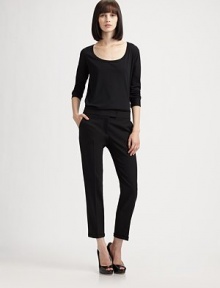This perfectly cut, fine-knit cotton style is an essential layering piece.ScoopneckLong sleevesCottonImported of Italian fabricModel shown is 5'9 (175cm) wearing US size 4. This perfectly cut, fine-knit cotton style is an essential layering piece.ScoopneckLong sleevesCottonImported of Italian fabricModel shown is 5'9 (175cm) wearing US size 4.