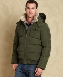 Look like you are ready for your Everest ascent when your going out in this exploration-inspired puffer coat from Tommy Hilfiger.