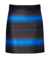 Fade into new season sophistication in Marc by Marc Jacobs blue aster optical mini-skirt - Hidden back zip, black waistband - Form-fitting - Team with breezy feminine tops and a burst of shimmering metallic accessories