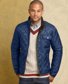 Classic fall cool comes easy wearing this quilted lightweight jacket from Tommy Hilfiger. Classic fall cool comes easy wearing this quilted lightweight jacket from Tommy Hilfiger.
