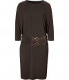 Comfort and style merge with this chic raglan sleeve dress from Michael Kors - Crew neck, three-quarter raglan sleeves, relaxed silhouette, pullover style - Wear with opaque tights, platform heels, and a classic trench