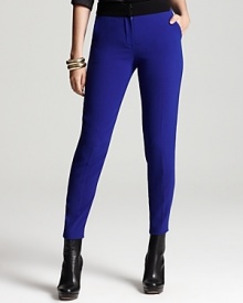 Go bold in these Trina Turk cobalt pants for a season infused with modern edge. Keep the look cool with tough-girl booties and a textured sweater for an on-trend finish.