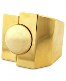 Get on the ball with Vince Camuto. An eye-catching ball hinge creates a look of toughness on Vince Camuto's bangle bracelet. Crafted in gold tone mixed metal. Approximate diameter: 2-1/2 inches.