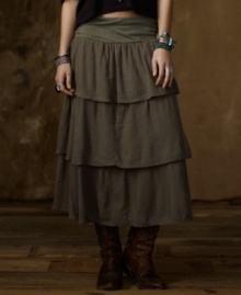With its charming crinkled tiers and jersey-knit waistband, Denim & Supply Ralph Lauren's chic skirt is the definition of edgy meets elegant -- but with a casual twist that makes it a go-to for every occasion With its charming crinkled tiers and jersey-knit waistband, Denim & Supply Ralph Lauren's chic skirt is the definition of edgy meets elegant -- but with a casual twist that makes it a go-to for every occasion