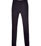 Casual trousers made of dark blue cotton - From eco-label Edun, created by U2 singer Bono and his wife - Slim fit - Creases accentuate flatting silhouette - Lightweight, high quality, comfortable - Perfect pants for many occasions from casual to professional - Try with tee shirt, button-down, cashmere pullover or matching jacket