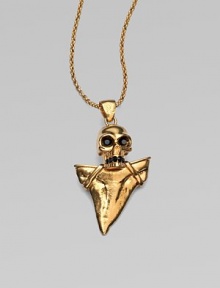 This goldtone design features a Swarovski crystal accented skull and shark tooth-inspired pendant on a link chain. Goldtone brassSwarovski crystalsLength, about 18Pendant size, about 2Lobster clasp closureMade in Italy This goldtone design features a Swarovski crystal accented skull and shark tooth-inspired pendant on a link chain. Goldtone brassSwarovski crystalsLength, about 18Pendant size, about 2Lobster clasp closureMade in Italy