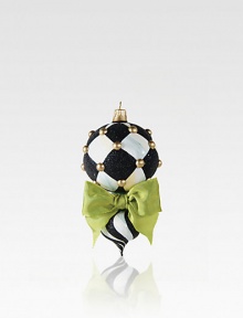 A charming, mouthblown glass ornament is destined for many Christmases to come in handpainted chevrons of ivory and onyx. Glass6 longWipe cleanImported A charming, mouthblown glass ornament is destined for many Christmases to come in handpainted chevrons of ivory and onyx. Glass6 longWipe cleanImported