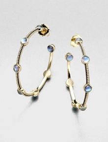 From the Estonia Collection. Graceful hoops with a rich beaded texture are dotted with bezel-set stones of crystal over mother-of-pearl for a lovely, light-catching effect.CrystalMother-of-pearlBronzeDiameter, about 2Post backMade in USA From the Estonia Collection. Graceful hoops with a rich beaded texture are dotted with bezel-set stones of crystal over mother-of-pearl for a lovely, light-catching effect.CrystalMother-of-pearlBronzeDiameter, about 2Post backMade in USA