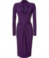 Make a stunning cocktail hour debut in Michael Kors cowl neck stretch wool dress, tailored to perfection for an exquisitely flattering fit - Cowl neckline, long sleeves, twisted detail at the waist, hidden back zip, form-fitting - Pair with platform pumps and a petite clutch