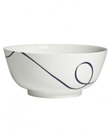 Vera Wang combines her passions for skating and design in the everyday fine Glisse serving bowl. An indigo-blue ribbon follows the path of a twirling figure skater, sweeping across smooth, snow-white bone china with modern grace. Vera Wang combines her passions for skating and design in the everyday fine Glisse serving bowl. An indigo-blue ribbon follows the path of a twirling figure skater, sweeping across smooth, snow-white bone china with modern grace.