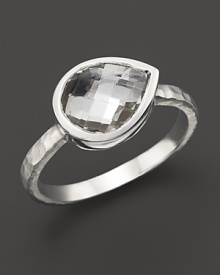 Faceted white topaz sparkles in this hammered sterling silver ring from Anzie. Perfect for stacking.