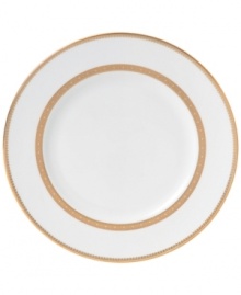 Inspired by the intricate ribbons of lace that adorn Vera Wang dresses, these dinner plates feature a gold lace border that melds with a delicate floral design to form a pattern on this collection of dinnerware and dishes that is both exquisitely detailed and elegantly timeless. Inspired by the intricate ribbons of lace that adorn Vera Wang dresses, these dinner plates feature a gold lace border that melds with a delicate floral design to form a pattern on this collection of dinnerware and dishes that is both exquisitely detailed and elegantly timeless.