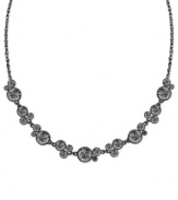 Daring and dazzling at once, this necklace from 2028 is crafted from hematite-tone mixed metal and features black glass accents for bold effect. Approximate adjustable length: 16 inches. Approximate width: 1/3 inch.