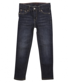 Flexible fashion. With comfy denim and a skinny fit, these denim jeggings are a fun, fashionable style for her. Flexible fashion. With comfy denim and a skinny fit, these denim jeggings are a fun, fashionable style for her.