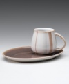 A lovely cocoa palette highlighted by warm amber tones lends this Denby dinnerware and dishes collection a more elegant earthiness. Coordinate solid Truffle and striped Truffle Layers pieces for flattering tabletop contrast.