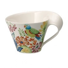 Incorporating the same modern curves and unique lines of Villeroy & Boch's New Wave collection, the Caffé Pantaval line features colorful birds and flora. Incorporating the same modern curves and unique lines of Villeroy & Boch's New Wave collection, the Caffé Pantaval line features colorful birds and flora.