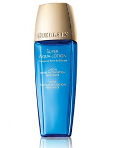 TONER OPTIMUM HYDRATION, STRENGTHENING The first essential hydration step in the Super Aqua routine, this beauty toner reveals all the radiance of the complexion as soon as it is applied. The originality of its fresh, and velvety texture provides incomparable softness and comfort, thanks to the Desert Rose Flower Complex.Intensely moisturized and fortified, the skin is left supple, plumped and visibly more luminous. TONER OPTIMUM HYDRATION, STRENGTHENING The first essential hydration step in the Super Aqua routine, this beauty toner reveals all the radiance of the complexion as soon as it is applied. The originality of its fresh, and velvety texture provides incomparable softness and comfort, thanks to the Desert Rose Flower Complex.Intensely moisturized and fortified, the skin is left supple, plumped and visibly more luminous.