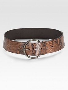 Pitone buckle belt. Width, about 2 Imported Pitone buckle belt. Width, about 2 Imported