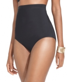 In a solid fabric, this Swim Solutions brief bottom features an ultra high waist and tummy control for a sleek silhouette! In a solid fabric, this Swim Solutions brief bottom features an ultra high waist and tummy control for a sleek silhouette!