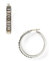 ABS by Allen Schwartz' rectangular studded hoops are a punchy play on shape. Wear the pair now to work extras with an edge.