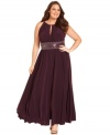 R&M Richards' plus size dress was designed to flatter with keyhole-style cutouts at the front and back, a beaded waist and a flirty slit at the front hem.