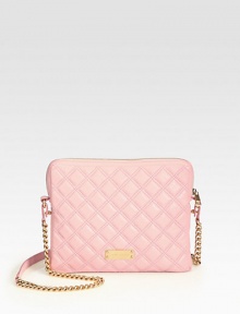 Slip your iPad® into this demure bag crafted from luxe quilted leather and finished with a chic chain strap.Leather and chain shoulder strap, 18 dropTop zip closureOne inside zip pocketRemovable snap-on insertLinen lining10¼W X 8¼H X 1¼DImportedPlease note: iPad® not included Slip your iPad® into this demure bag crafted from luxe quilted leather and finished with a chic chain strap.Leather and chain shoulder strap, 18 dropTop zip closureOne inside zip pocketRemovable snap-on insertLinen lining10¼W X 8¼H X 1¼DImportedPlease note: iPad® not included