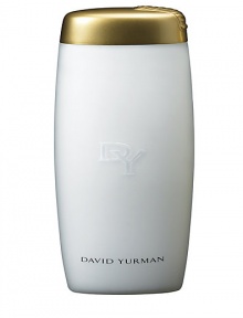 Envelops your skin in a sumptuous veil of softness, leaving it delicately fragranced with the intertwining notes of exotic woods, patchouli, and waterlily. Packaged in a translucent white elongated bottle with a gold flip top cap, accented with the David Yurman signature cable motif. 6.8 oz. Envelops your skin in a sumptuous veil of softness, leaving it delicately fragranced with the intertwining notes of exotic woods, patchouli, and waterlily. Packaged in a translucent white elongated bottle with a gold flip top cap, accented with the David Yurman signature cable motif. 6.8 oz.