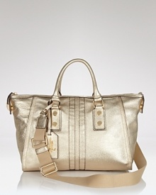 Give your accessories portfolio a Midas touch with Milly's shapely leather satchel. Shoulder it or handle it -- this gilded bag goes where you want with ease. Give your accessories portfolio a Midas touch with Milly's shapely leather satchel. Shoulder it or handle it -- this gilded bag goes where you want with ease.