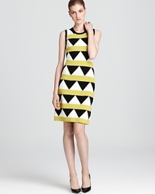 Loud and lovely, make a style statement with Milly's geo pop knit dress. Loud and lovely, make a style statement with Milly's geo pop knit dress.