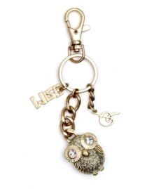 A word to the wise. RACHEL Rachel Roy's owl-themed key chain is a smart option for staying organized in style! Set in antique gold tone mixed metal, it's embellished with glittering crystal details. Approximate length: 5-1/4 inches. A word to the wise. RACHEL Rachel Roy's owl-themed key chain is a smart option for staying organized in style! Set in antique gold tone mixed metal, it's embellished with glittering crystal details. Approximate length: 5-1/4 inches.