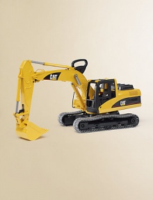 This highly detailed excavator has a handle that allows you to control the scoop, which lifts up and down and digs deeper for extra added play value. The boom can lock in an upward position for further transport of a load. The cabin swivels 360 degrees and has realistic linked tracks with rubber block fittings for play on polished floors.Plastic7.9 X 11.4 X 22.8Recommended for ages 3 and upMade in Germany This highly detailed excavator has a handle that allows you to control the scoop, which lifts up and down and digs deeper for extra added play value. The boom can lock in an upward position for further transport of a load. The cabin swivels 360 degrees and has realistic linked tracks with rubber block fittings for play on polished floors.Plastic7.9 X 11.4 X 22.8Recommended for ages 3 and upMade in Germany