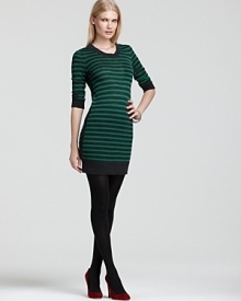 Stripes are irresistible on this rag & bone/JEAN sweater dress, sporting three quarter sleeves and super-sleek silhouette. Punctuate it with colorful pumps for seven-day style.