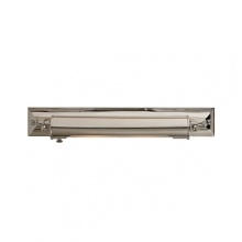 By reflecting light off its nickel construction, the classically minimalist design of this Ralph Lauren sconce infuses small and large spaces with a cool, effusive glow.