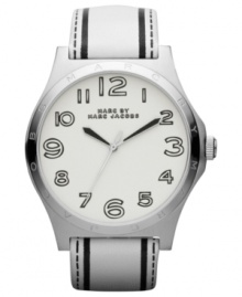 Sporty with a fun stamped design, this Marc by Marc Jacobs watch keeps your look fresh. Sporty with a fun stamped design, this Marc by Marc Jacobs watch keeps your look fresh.