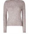 With its contemporary knit patterning and cool shade of taupe heather, Vanessa Brunos super soft pullover is a modern-classic destined to be an everyday favorite as the new season settles in - Boat-neckline, long sleeves, ribbed trim - Slim straight fit - Pair with favorite skinnies and cool minimalist flats