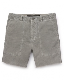 Thin-wale corduroy provides a unique and clever contrast in these unfinished shorts that are finely crafted for your casual cool look. Thin-wale corduroy provides a unique and clever contrast in these unfinished shorts that are finely crafted for your casual cool look.