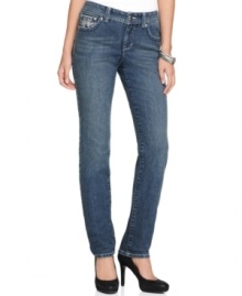 Style&co.'s petite jeans feature luxe beading and embroidered detail at the pockets, so you can easily make a stylish ensemble with a solid, fitted tee and a pair of heels! Style&co.'s petite jeans feature luxe beading and embroidered detail at the pockets, so you can easily make a stylish ensemble with a solid, fitted tee and a pair of heels!