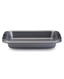 Take a no-nonsense, nonstick approach! Bake, braise and roast like a pro with the versatile Anolon 9 x 13 rectangular cake pan. New proprietary coating ensures superior release and makes cleanup a snap. Silicon-enhanced handles are steady and slip-free, while the pan's substantial weight provides durability and helps prevent warping. Take a no-nonsense, nonstick approach! Bake, braise and roast like a pro with the versatile Anolon 9 x 13 rectangular cake pan. New proprietary coating ensures superior release and makes cleanup a snap. Silicon-enhanced handles are steady and slip-free, while the pan's substantial weight provides durability and helps prevent warping.