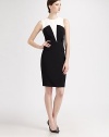 A cleverly panel-constructed bodice gives the illusion of a plunging, strapless style.Jewel necklineSleevelessAttached side panelsBanded waistBack ventConcealed back zipFully linedAbout 22½ from natural waist55% acetate/45% viscoseDry cleanMade in France of imported fabricModel shown is 5'11 (180cm) wearing US size 4. 