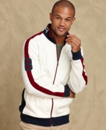 Enhance your inner jock with this sporty layer from Tommy Hilfiger. Enhance your inner jock with this sporty layer from Tommy Hilfiger.