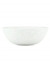An elegant white-on-white pattern, embossed vine motif and interior glaze adorn this medium serving bowl from Lenox dinnerware. The dishes from the Opal Innocence Carved collection get your table set for refined dining every day. Qualifies for Rebate