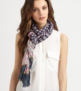 EXCLUSIVELY AT SAKS. Finespun cotton, patterned with a delicate, ethnic-inspired print.Cotton27½ X 79Dry cleanImported
