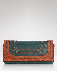 Opt for an artisan approach to accessorizing with this leather clutch from Isabella Fiore, boasting an on-trend shape and free-spirited look. It's the perfect piece for giving your breezy summer looks a boho boost. Opt for an artisan approach to accessorizing with this leather clutch from Isabella Fiore, boasting an on-trend shape and free-spirited look. It's the perfect piece for giving your breezy summer looks a boho boost.