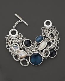 A sterling silver multi-chain bracelet with faceted doublets of color-backed mother-of-pearl and clear quartz from Ippolita's Midnight Wonderland collection. A sterling silver multi-chain bracelet with faceted doublets of color-backed mother-of-pearl and clear quartz from Ippolita's Midnight Wonderland collection.