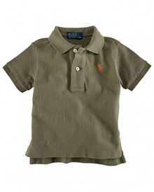Rendered in lightweight, breathable cotton mesh, this classic polo features a requisite embroidered pony at the chest. Rendered in lightweight, breathable cotton mesh, this classic polo features a requisite embroidered pony at the chest.
