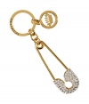 Put a cute spin on your glamorous new season look with Juicy Coutures embellished safety pink key fob - Logo charm, white crystal embellished safety pin, gold-toned brass - Perfect for adding a playful twist to your accessories collection