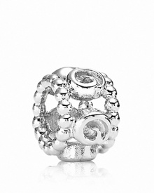 This polished sterling silver PANDORA charm features a beautiful ring of roses with delicate beaded trim.