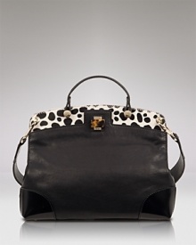 Practicality finds it's wild side in this day-right satchel from Furla. Crafted from leather and haircalf with a poised shape, it's a mixed media must-have. Practicality finds it's wild side in this day-right satchel from Furla. Crafted from leather and haircalf with a poised shape, it's a mixed media must-have.